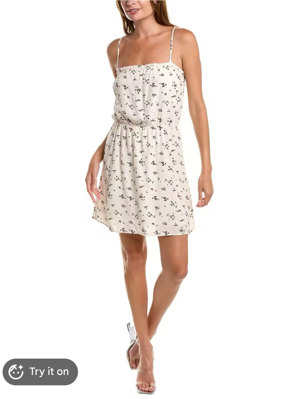 saltwater LUXE Cream Floral Spaghetti Strap Mini Dress